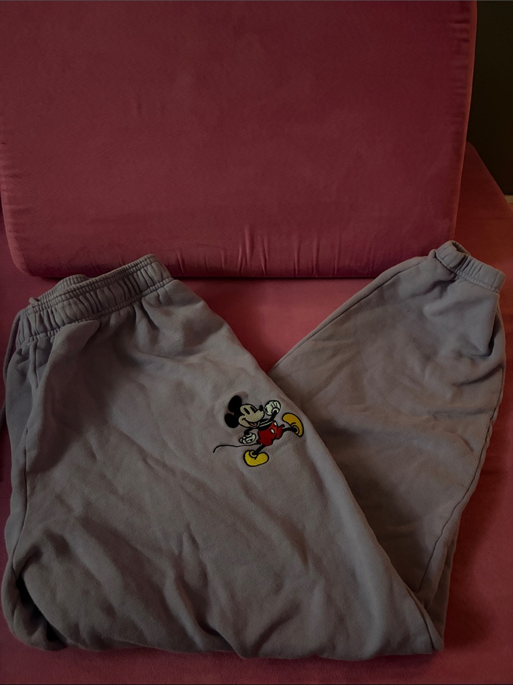 Disney Gray Track Joggers with Mickey Mouse Embroidery